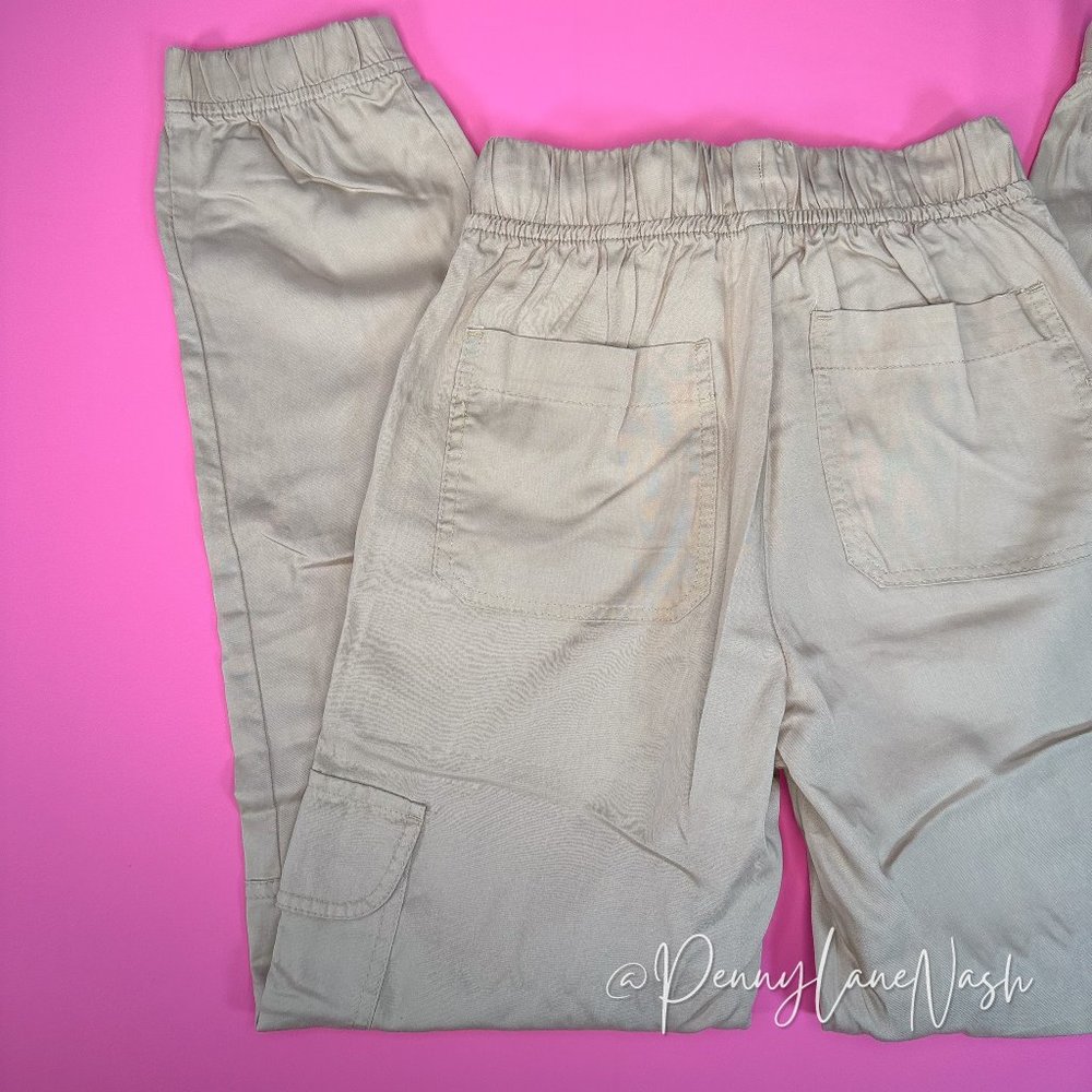 Japna Drawstring Waist Lyocell Cargo Jogger Tan - Picture 7 of 9